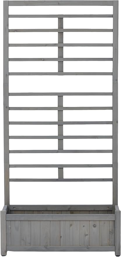 Raised Garden Bed with Trellis Outdoor Wooden Planter Box for Climbing Plants Vegetables Herb Growing