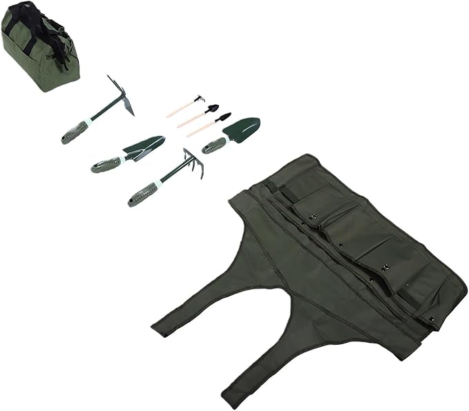 9 Piece Garden Tools Set Gardening Hand Tool with Storage Bag Shovel Multifunctional Garden Weeding Tools Gift for Home Lawn Farm Planting Landscaping Women Men