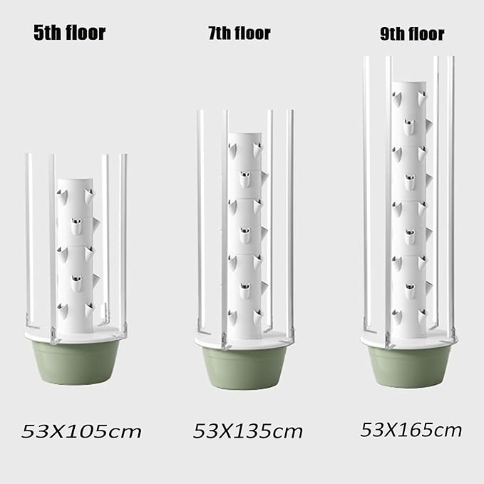5/7/9 Tier Outdoor Indoor Hydroponic Grow Kit Hydroponics Growing System Tower with LED Grow Light for Gardening Lover7Tier (with Light)
