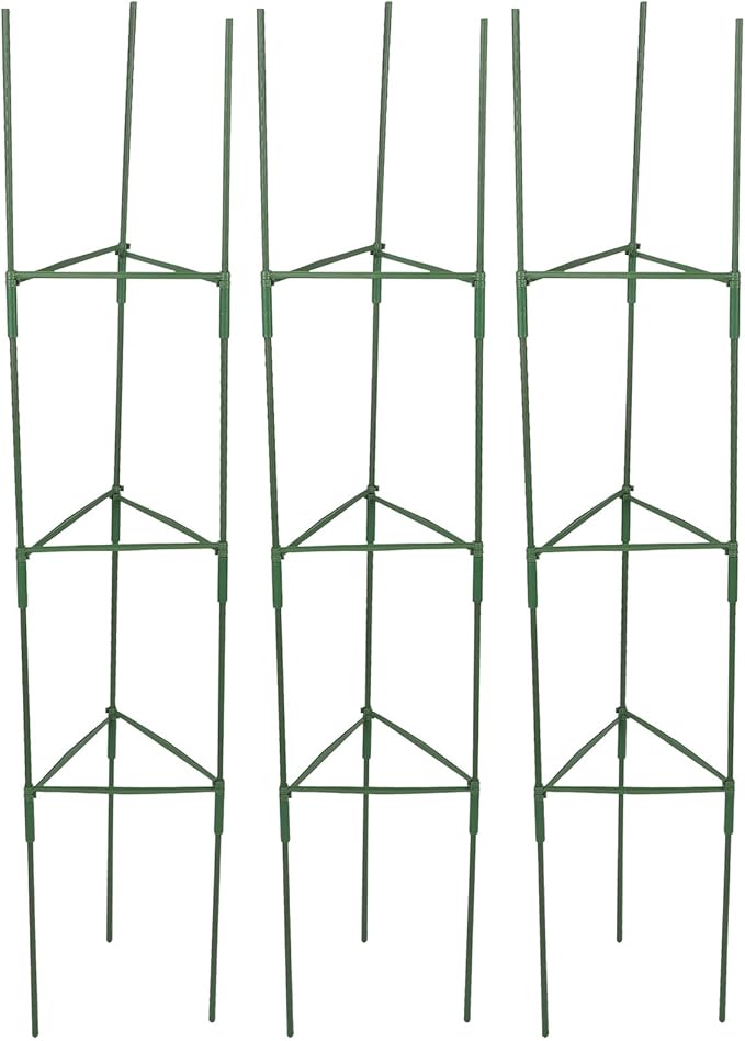 3 Sets Tomato Plant Support Brackets with 27 Triangular Stakes 27 Connecting Rods and 18 Clips Vegetable Trellis for Garden and Potted Climbing Plants Indoor and Outdoor