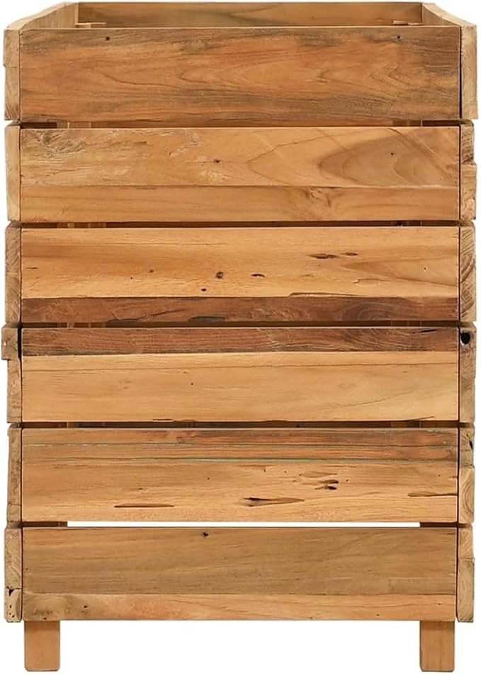 YAFF Raised Planter Box with Shelves for Indoor/Outdoor Use – Recycled Teak Wood &amp Steel Weather-Resistant 39.4x21.7 for Garden Patio Balcony Decor Easy Assembly