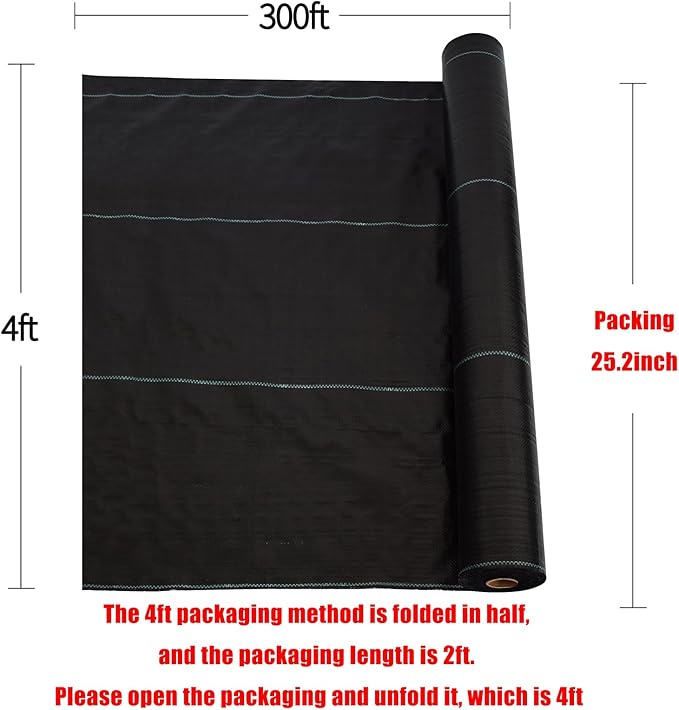 3.5oz Weed Barrier Landscape Fabric Dual-Layer Heavy-Duty Landscape Fabric 4ft x 300ft for Garden Greenhouse Pathway Orchard Weed Control