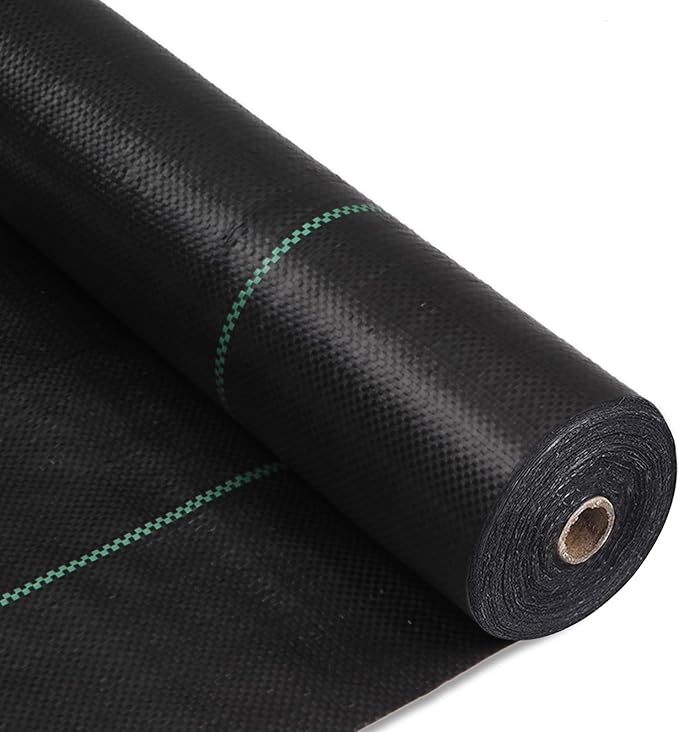 2PCS 4tx300ft Weed Barrier Landscape Fabric Heavy Duty Weed Gardening Ground Cover Mat Weed Control Garden Cloth Woven Geotextile Fabric for Underlayment Commercial Driveway Fabric Black