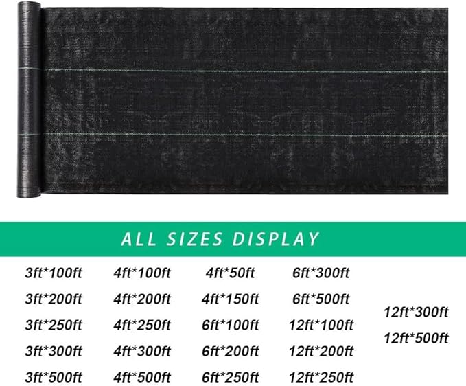 4x250ft Garden Weed Barrier Landscape Fabric 3.5oz Woven Weed Control Fabric Weed Block Gardening Mat Driveway Fabric Landscaping Fabric Ground Cover Black