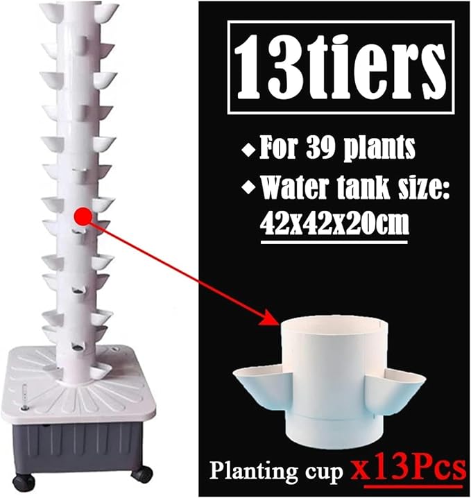 DIY Hydroponics Growing System with Detachable PP Colonization Cups Vertical Tower Planter Kit