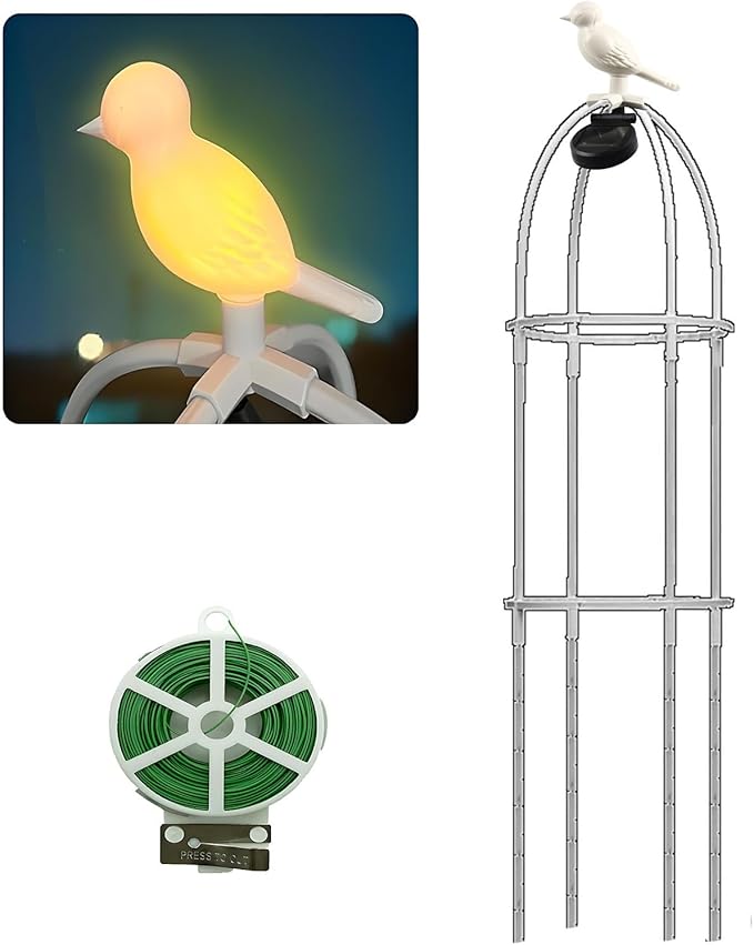 Garden Trellis for Climbing Plants Metal Garden Obelisk Trellis for Climbing Plants Outdoor with Auto Sensor Solar Light for Raised Beds Vines Cucumbers Tomato Cage(25 * 150cm/9.8*59)