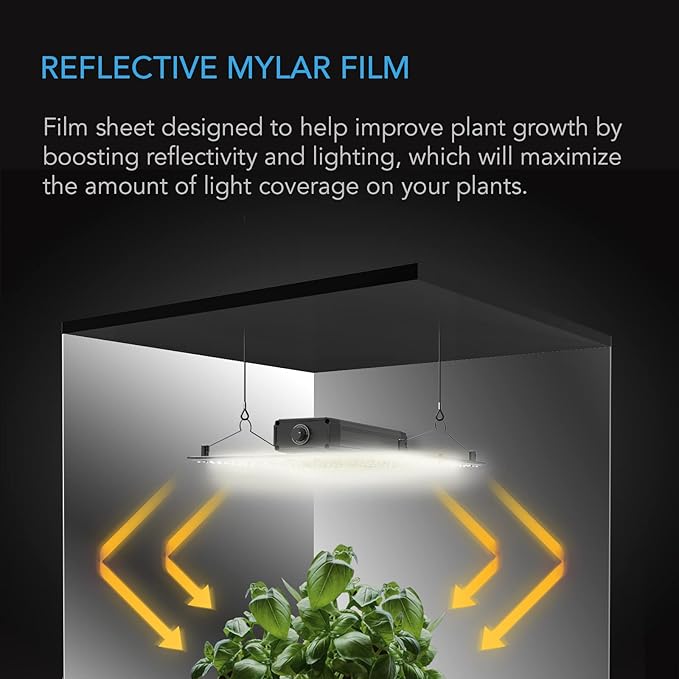 AC Infinity Mylar Film Roll 4' x 100' Reflective PET Foil Sheet 2 mil Thick Tear-Resistant Cover Vapor Barrier for Greenhouses Patio Gardens and DIY Grow Rooms