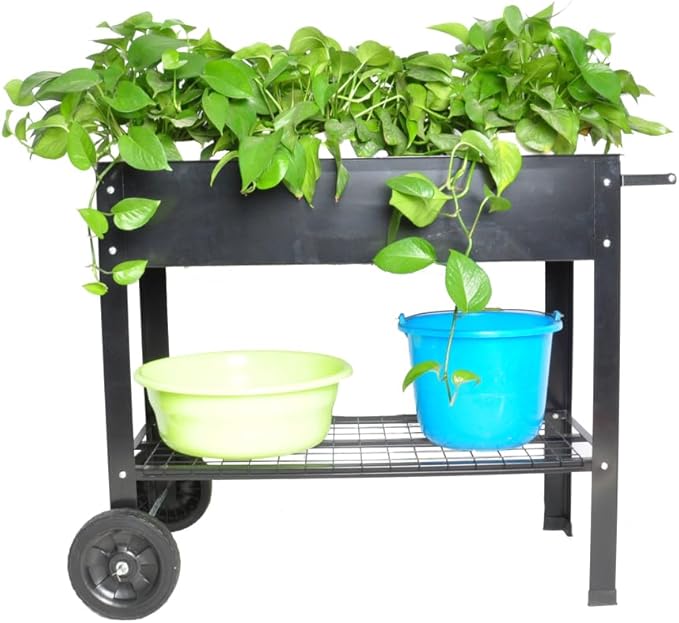 Heavy-Duty Elevated Metal Raised Garden Bed with Legs – Powder-Coated Steel Planter for Vegetables Herbs Flowers – Durable Outdoor Raised Garden Planter Box