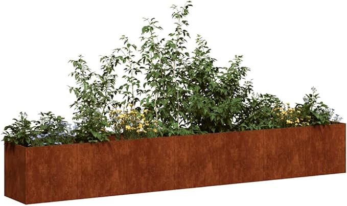 Weathering Steel Planter Box Rusty Raised Garden Beds for Flowers Vegetables Herbs 110.2x15.7x15.7-194