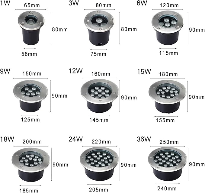 Outdoor Ground Light Embedded Buried Lights AC85-110V IP66 Waterproof LED Underground Light for Patio Pathway Lawn Yard Deck Driveway Walkway Landscape Lamp