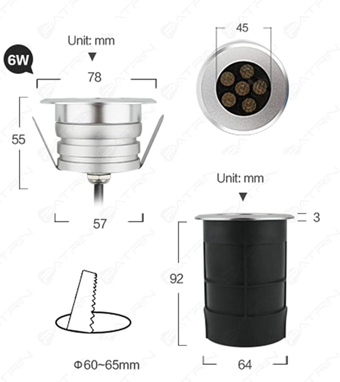 Recessed Underground Light - Outdoor Led Underground Light No Glare Landscape Lighting Spotlight Ip67 Waterproof Garden Lights Led Decking Lights Apply to Stairs TER-Red Light-6W