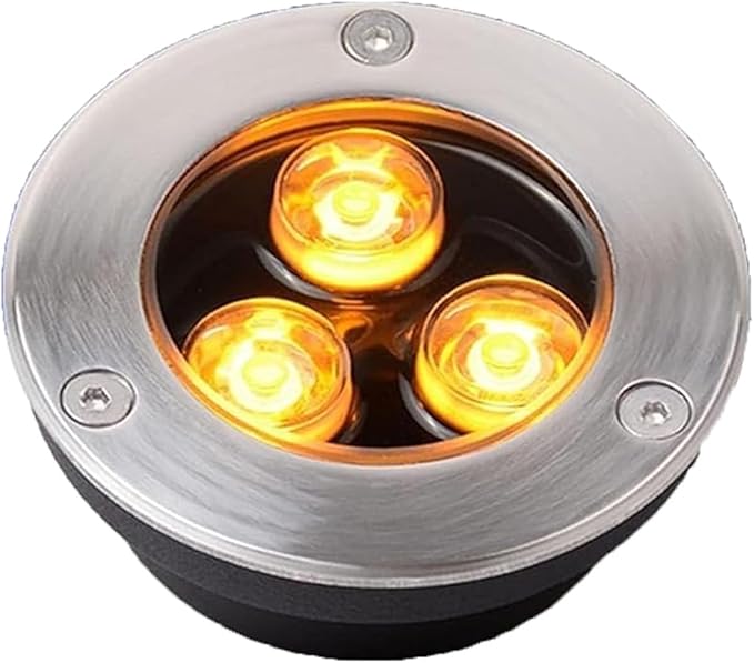 Outdoor Landscape Lights IP67 Waterproof Recessed Floor Lamp AC85-265V Round Lawn Step Light Ultra-Thin Deck Buried Spotlight for Driveway Patio Pathway Lighting(Red Light9 W)