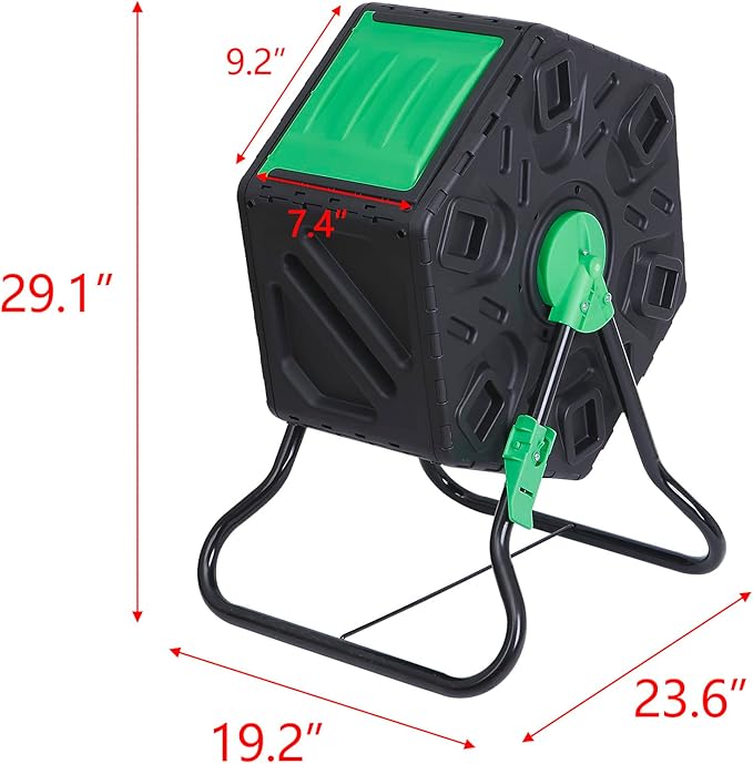 18.5 Gallon Compost Bin Tumbling Composter Heavy-Duty Compact Chamber Outdoor Compost Tumbler - Easy-Turn Fast-Working System BPA Free