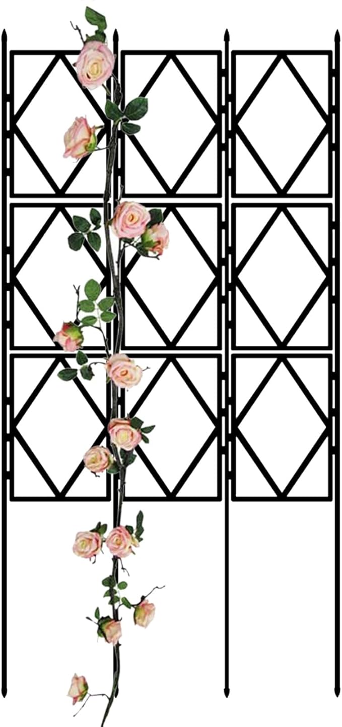 Foldable Plant Trellis Outdoor Garden Trellis for Roses Vines Climbing Patio Climbing Frame Modern Geometric Plant Trellis Design Black(W60xH180CM(2.0x5.9FT))