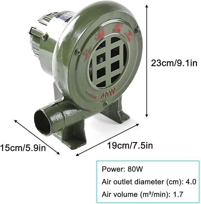 110V/220V Mini Blacksmith Forges Blower Centrifugal Barbecues Blower Electric Blacksmith Forge Blower Bounce House Blower Coal Forge Air Blower Cooking BBQ Air Blower with Governor(80W)