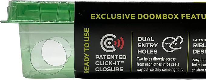 DoomBox™ Clear Enclosed Mouse Trap | Keeps the Mess with the Mouse | Patented Click-It™ Closure Technology | Safe for Kids &amp Pets | Certified Child Resistant | Made in USA (5) (Clear)