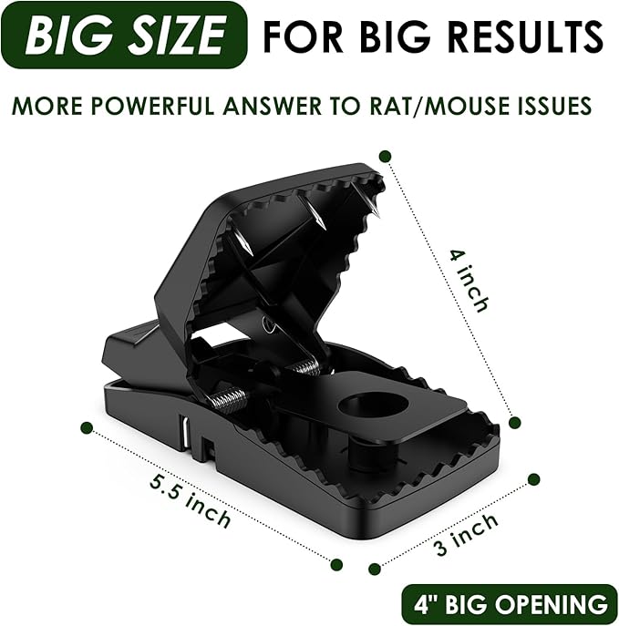 8-Pack Unstoppable Rat Trap with Spikes Stronger Large Mouse Snap Traps that Kill Instantly Dispatch More Rodents Faster Indoor &amp Outdoor Use and Reusable