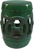 Decorative Garden stools Decorative Ceramic Garden Stool Hollow Out Laicai Copper Money Round Stool Suitable for Living Room Balcony Garden Etc(Antique Green)
