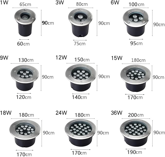 Recessed LED Buried Lights Outdoor Landscape Lamp IP67 Waterproof Stainless Steel LED Spotlight AC85-265V Low Voltage Round Lawn Lamp Deck Courtyard Floor LYellow Light 1 W