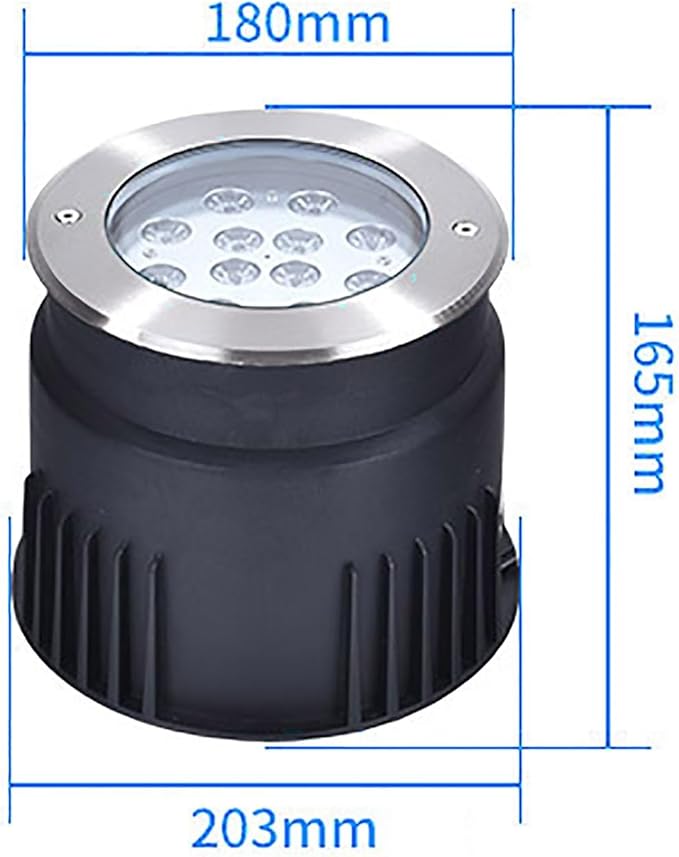 Outdoor Landscape Lights - LED Underground LightRound Recessed Spotlight IP65 Waterproof Tempered Glass Floor Light Garden Street Courtyard Ground DecorativeBlue-12W