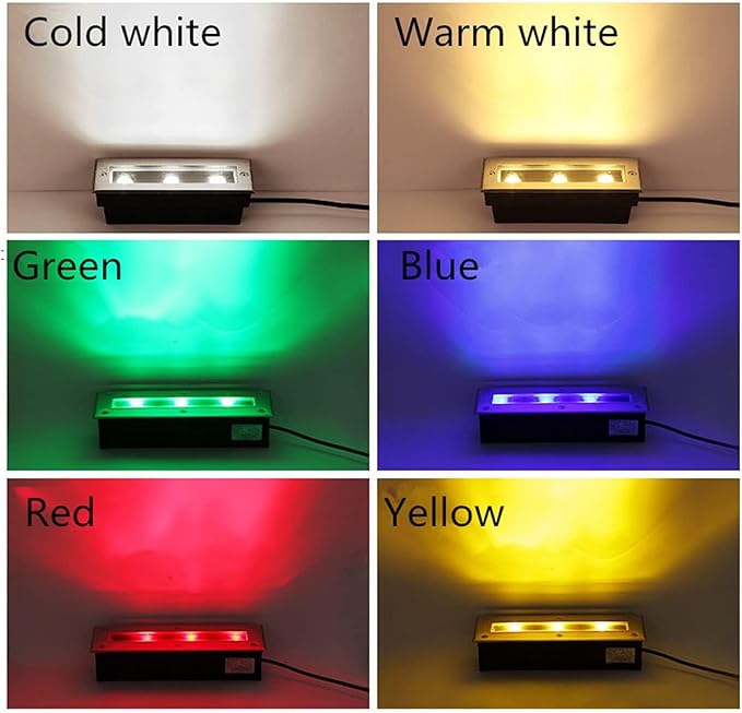 Rectangle Underground Light - Outdoor Recessed LED Spotlight AC85-110V Recessed Wall Light for Stairs IP66 Waterproof Garden LED Buried Light for Pathway Patio Driveway Stair ing (Color (Yello
