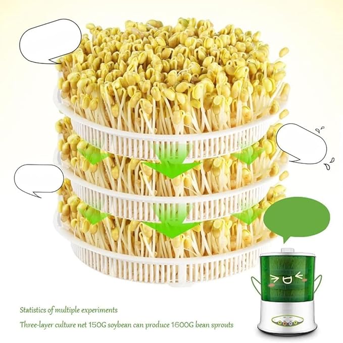 Bean Sprouts Machine Seed Sprouter Intelligent Bean Sprouts Maker Household Seed Grow Cereal Tool Seed Sprouter Kit with 360-Degree Sprinkler for Seed Grow (Size:C)