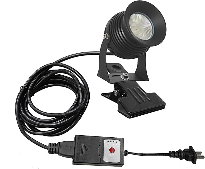 Kiven IP65 Waterproof LED Landscape Clamp Light Black Decorative Spotlight Lamp with Plug-in Cord and Timer for Indoor Outdoor Yard Step Statue Mini LED Lawn Light (7W Warm White)