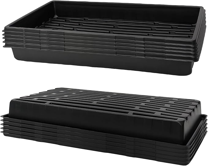 10 Pack 1020 Trays Extra Thick Heavy Duty Seed Starting Trays - No Holes No Leak Reusable Propagation Flats for Microgreens Seedlings Plant Germination Fodder and Transplant