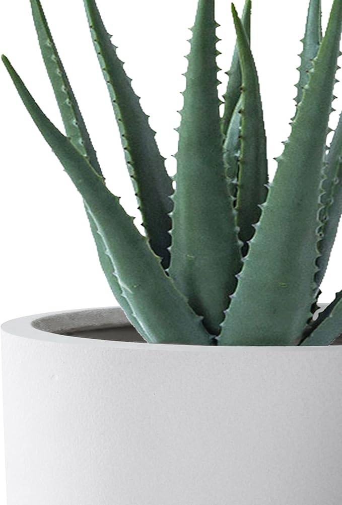 Kante 13119 Dia Pure White Concrete Round Planters (Set of 3) Outdoor Indoor Modern Planter Pots Lightweight Weather Resistant Seamless with Drainage Hole