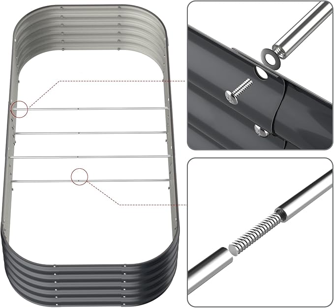 Olle Non Corrosive Aluminum Support Rod for Raised Garden Bed 22.8 Inch+16.5 Inch Long