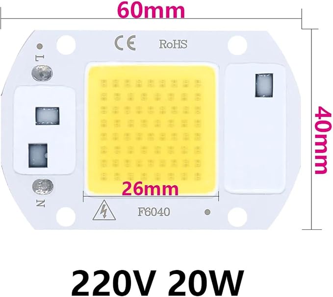 10PCS LED Chip Diode 220V LED Lamp 50W 30W 20W No Need Driver for Flood Light Spotlight LED Full Spectrum Plant Growth Lamp chip(Coldwhite20W)