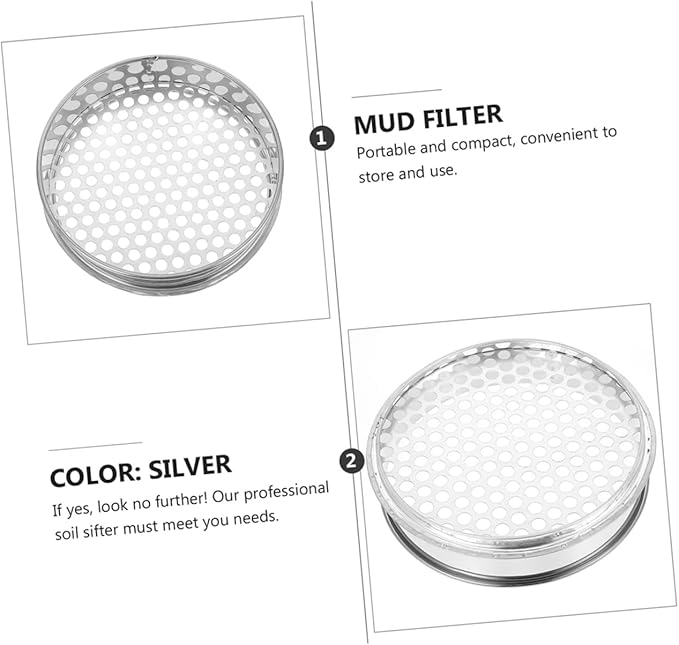 2pcs Garden Sifting Tool Stainless Steel Soil Sieve Manual Soil Sieve for Gardening