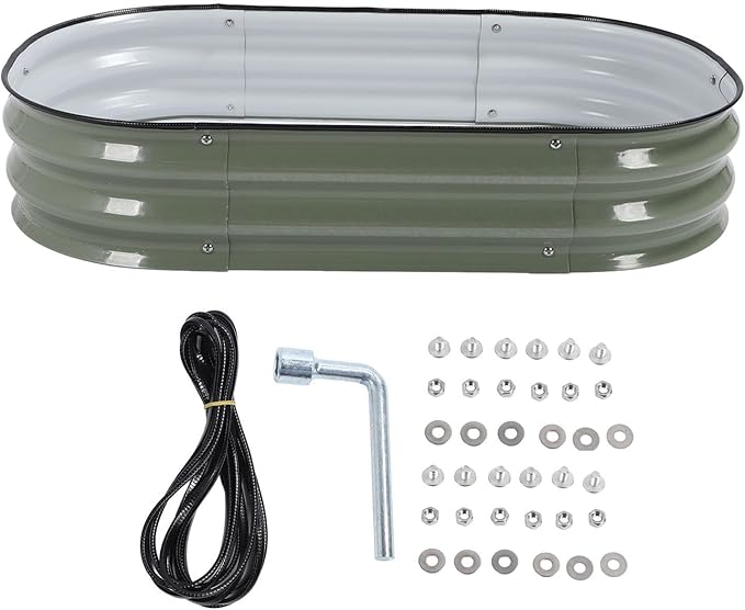Fabater Raised Garden Bed Kit Oval Raised Planter Bed Open Base for Vegetables Easy Installation for Home School Garden Hotel (Light Green)