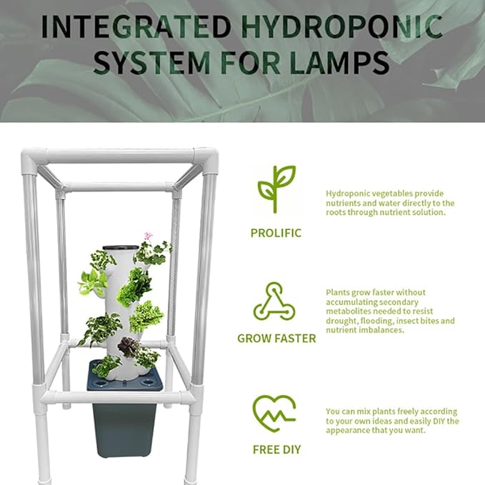 Hydroponics Growing 25 Pods Hydroponics Tower with LED Grow Light Vertical Garden Planter Plant Germination Kit Aeroponics Growing Kit w