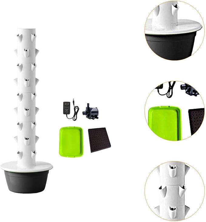 Hydroponics Growing System Hydroponic Tower Nursery Planter Plant Germination Kit Vertical Garden Planter for Flowers Peppers Black L