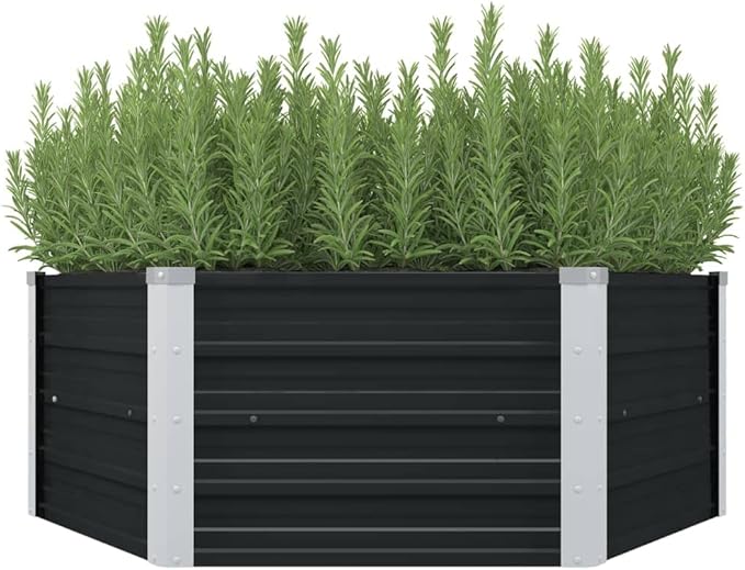 Outdoor Metal Raised Garden Bed for Vegetables Flowers Herbs Galvanized Planter Raised Garden Boxes Outdoor Anthracite 50.8x50.8x17.7 Galvanized Steel-161