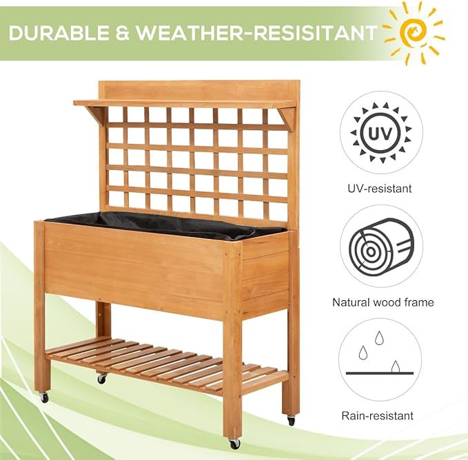 Elevated GRaised Bed Solid Wood Planter Flower Herb Boxes