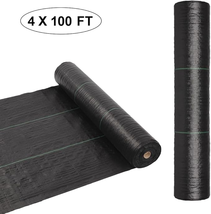 4x100ft Weed Barrier Landscape FabricsHeavy Duty Woven Landscape FabricDriveway Fabric Ground CoverGarden Ground Cover Weed Control Fabricsfor Patio Lawn Flower Bed Pathway Greenhouses (Black)