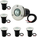 6PCS 3W IP67 Waterproof LED Landscape Lights - Stainless Steel Recessed Spotlights Low Voltage 12V Mini Well Lights