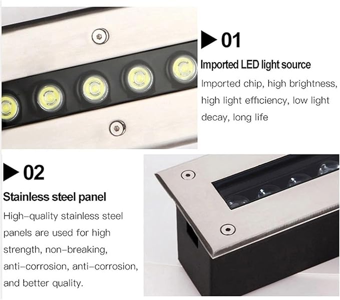 Outdoor Recessed LED Spotlight - Buried Yard Lamp IP67 Waterproof Rectangular Linear Underground Lights(Red85-245V(36W))