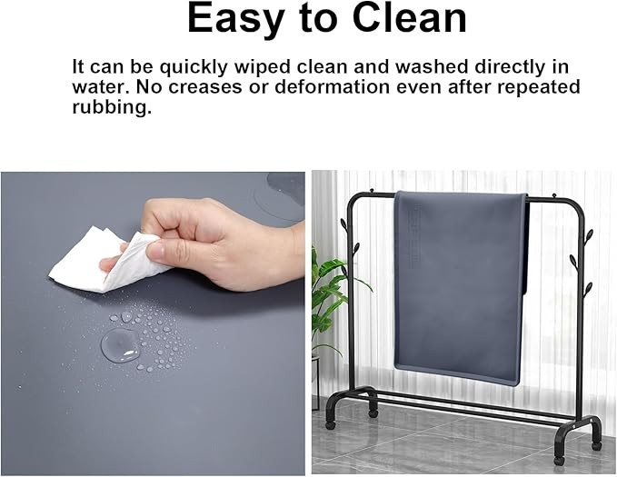 Silicone Waterproof Mat for Hydroponics Growing System IndoorWater Bucket MatEasy to Clean and Non-Slip43.3 x 23.6 InchesGray