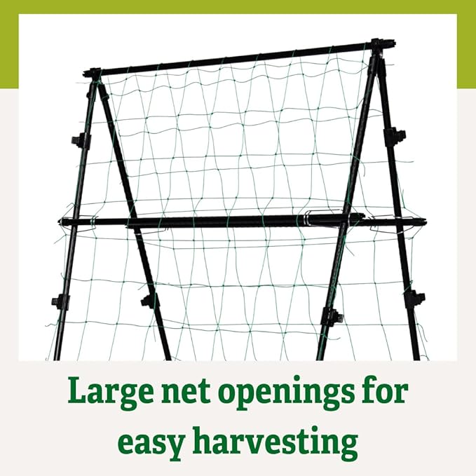 Gardener's Supply Company Titan A-Frame Trellis | Strong and Sturdy Outdoor Garden Trellis Plant Support for Cucumbers Beans Vine Herbs &amp Other Climbing Plants w/Easy to Install Tough Nylon Nett