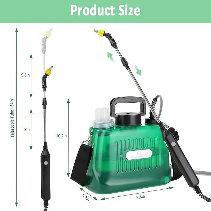Battery Powered Sprayer 1.35 Gallon Electric Sprayers in Lawn and Garden Sprayer Pump Outdoor Battery Operated for Lawn &amp Garden