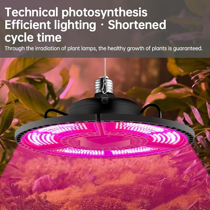 Grow Lights for Indoor Plants 360 LEDs Full Red Blue Light Height Adjustable 90° Collapsible - Durable Design Wide Coverage for Plant Growth