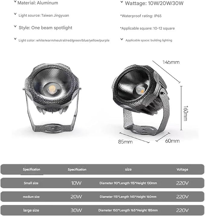 Led Spotlights - AC220V Outdoor LED Garden Light IP65 Waterproof Exterior Wall Lighting Engineering Lights Landscape Lighting for House Lawn Courtyard Park Tree Light(Blue10W(ac220v))