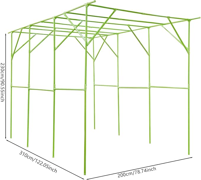Garden Arch Trellis for Climbing Plants 90.5 Inch Tall Grape Vine TrellisPlant Support RackFruits Vegetable Beans Cucumber for Raised Bed (Green)