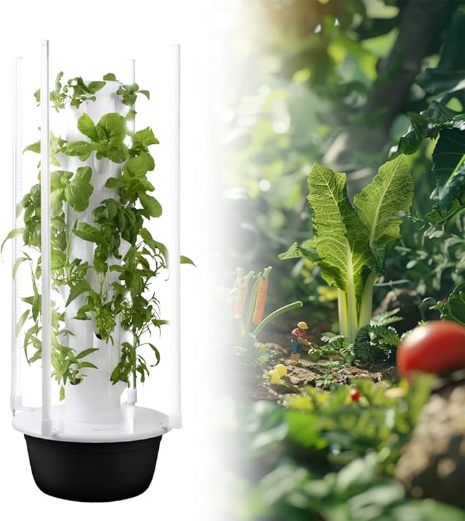 Vertical Hydroponic Tower Garden System Hydroponics Growing System Kit Outdoor Indoor Hydroponics Growing System Drip Irrigation 5 7 9 Layers 20 28 36 Holes for Flowers Vegetables 7楼