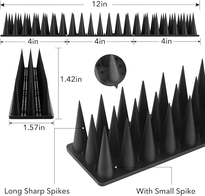 Bird Spikes 20 Pack Pigeon Squirrel Raccoon Cat Deterrent Spike Outside Anti Birds Defender Outdoor to Keep Robin Away Roof Fence Window Nest 18.7 Feet(5.7m) Black