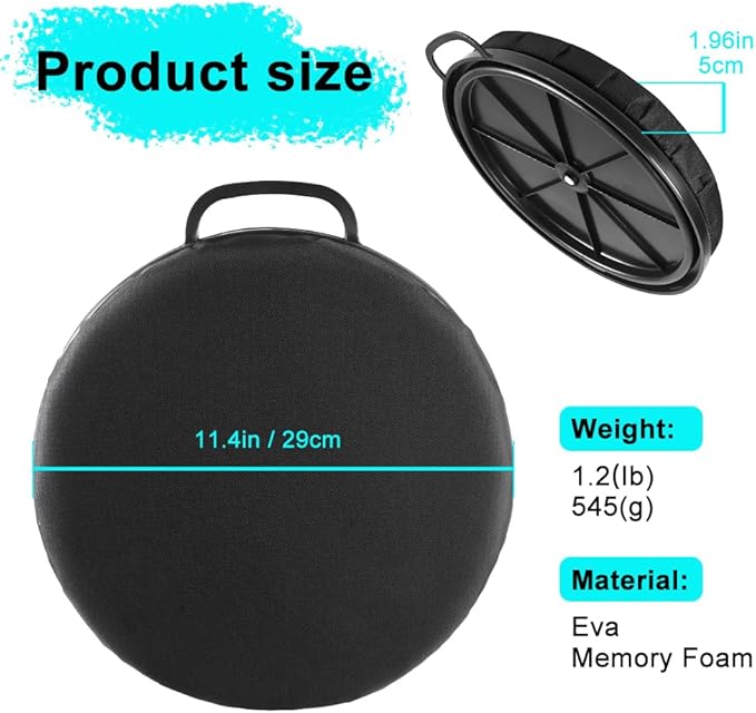 MiOYOOW 5 Gallon Bucket Seat 360 Degree Swivel Foam Bucket Seat Cushion with Protective Cover &amp Handle Comfortable Bucket Lid for Fishing Gardening Hunting and Camping