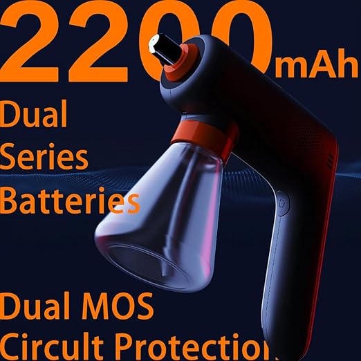 Cordless Electric Disinfection Fogger Detachable Stainless Steel Nozzle 3-Gear Adj 14.2oz Sanitizer Atomizer Blue Light Nano Spray Gun for Place Cleaning/High-Touch Item Contactless Sanitization